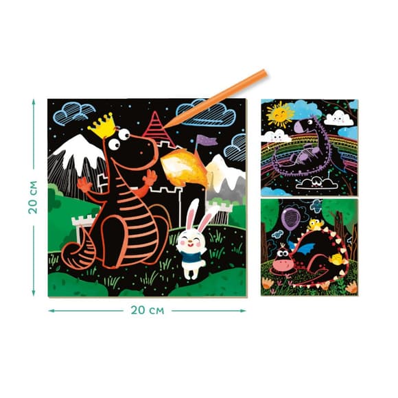 Набор для творчества  гравюры "Драконы" 300215, 3 гравюры в наборе