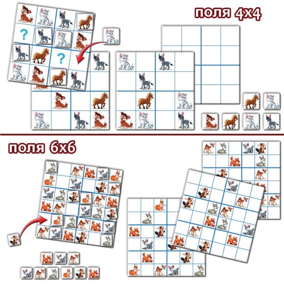 Детская игра "Логические ряды. Животные.  Судоку" 82715 от 3х лет