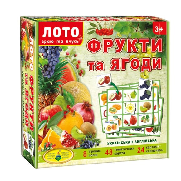 Детская настольная игра лото "Фрукты и ягоды" 83033, 72 игровые карточки                                                                        