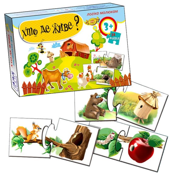 Дитяча гра-пазл "Х то де живе?" MKM0310, 24 пазла