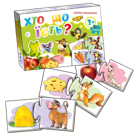 Детска я игра-пазл "Кто что ест?" MKM0312, 24 пазла