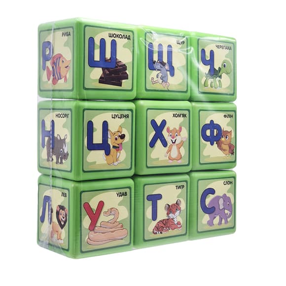 Дитячі розвиваючі кубики "Абетка" 1-063, 9 шт в наборі