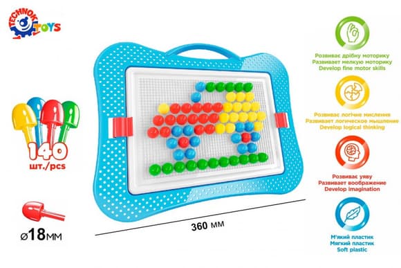 Детская развивающая мозаика 3381TXK, 140 фишек