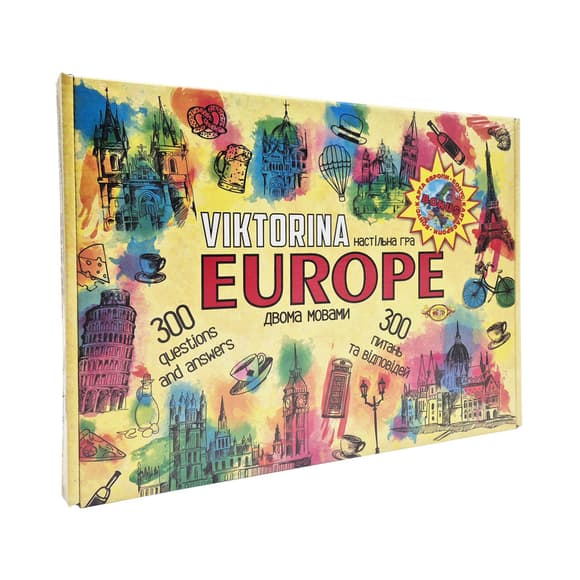 Детская настольная игра "Викторина ЕВРОПА" MKP0904 украинский и английский язык