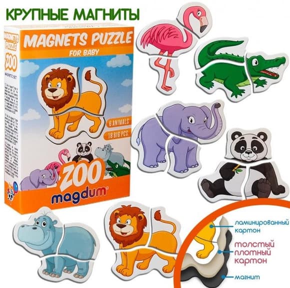 Магнітні пазли Magdum Зоо ML4031-18 EN