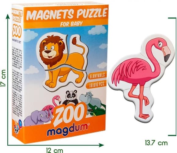 Магнітні пазли Magdum Зоо ML4031-18 EN