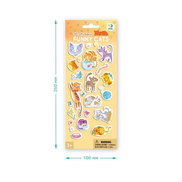 Набір 3D-наклейок "Кумедні котики" DoDo 300845