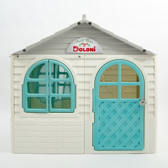 Ігровий Будиночок зі шторками Doloni Toys 02550/15 Біло-Бірюзовий