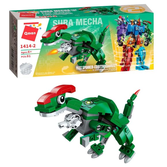 Дитячий Конструктор Qman 1414-1-6 трансформер (робот + динозавр) 93 дет 