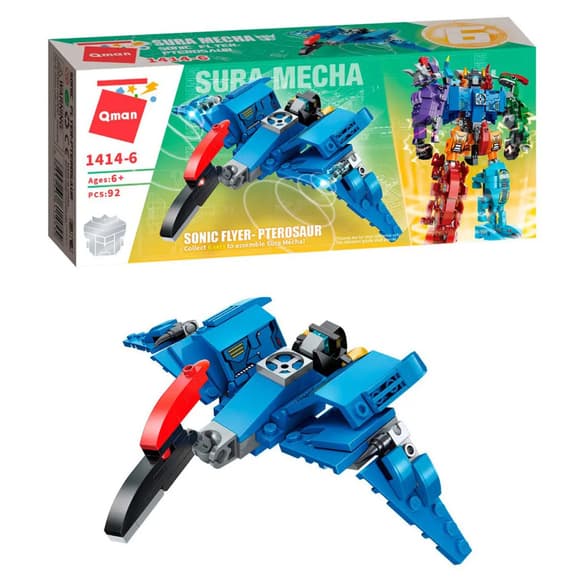 Дитячий Конструктор Qman 1414-1-6 трансформер (робот + динозавр) 93 дет 