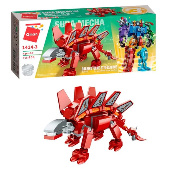 Дитячий Конструктор Qman 1414-1-6 трансформер (робот + динозавр) 93 дет 