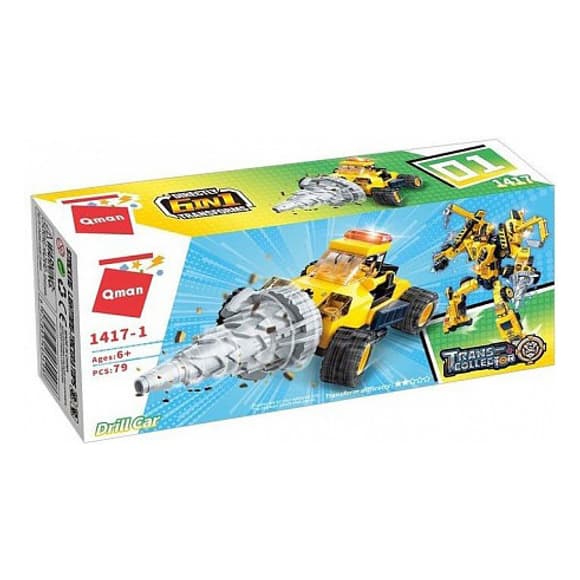 Детский Конструктор Qman 1417-1-6 стройтехника, 79 дет