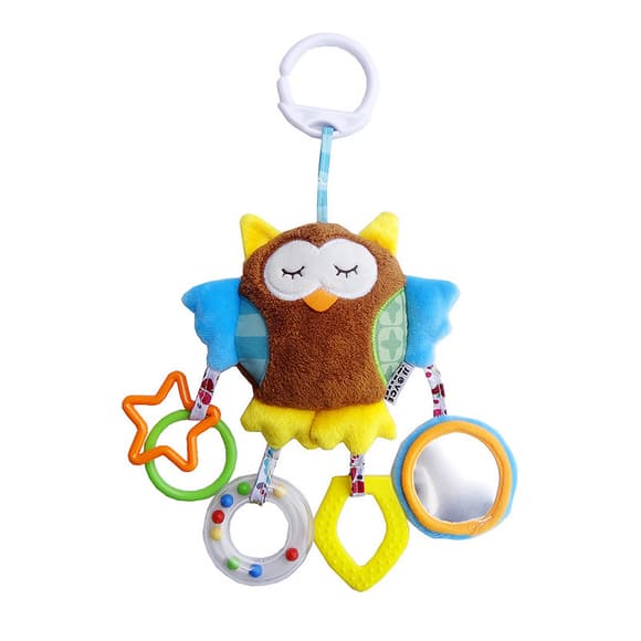 Дитяче брязкальце WD210219 підвіска тварина м'яка з прорізувачем та дзеркалом 