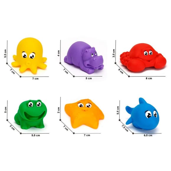 Набір для гри у ванній ТехноК 7464TXK, 6 фігурок тварин