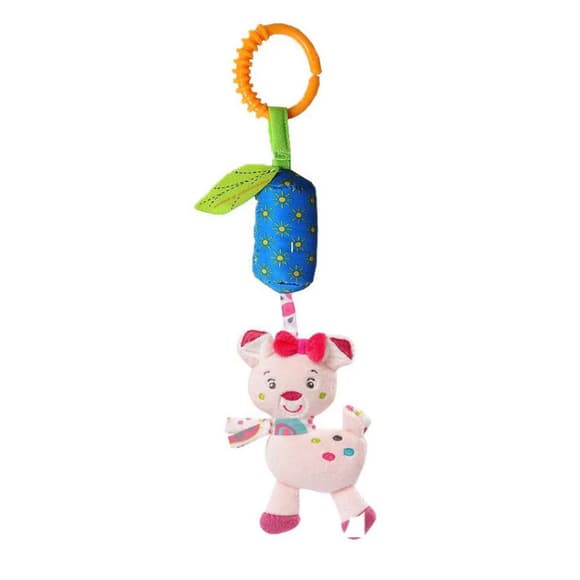 Погремушка WD210226-1-4 подвеска животные мягкие с звоночком 29 см