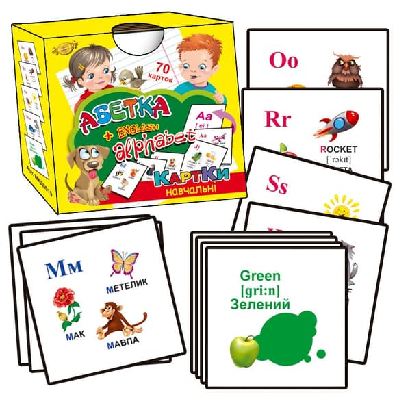 Картки на вчальні "Азбука + ENGLISH ALPHABET" Майстер MKD0019 укр