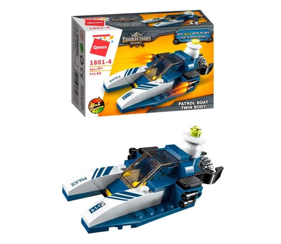 Конструктор Qman 1801-1-8 поліція, транспорт, 45-49 деталей 