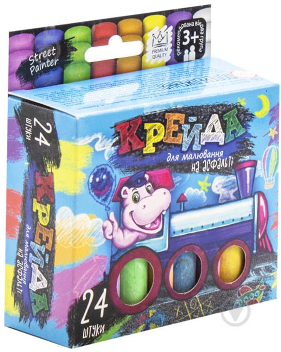 Мел для рисования на асфальте" тонкий 24 шт Укр MEL-02-05U