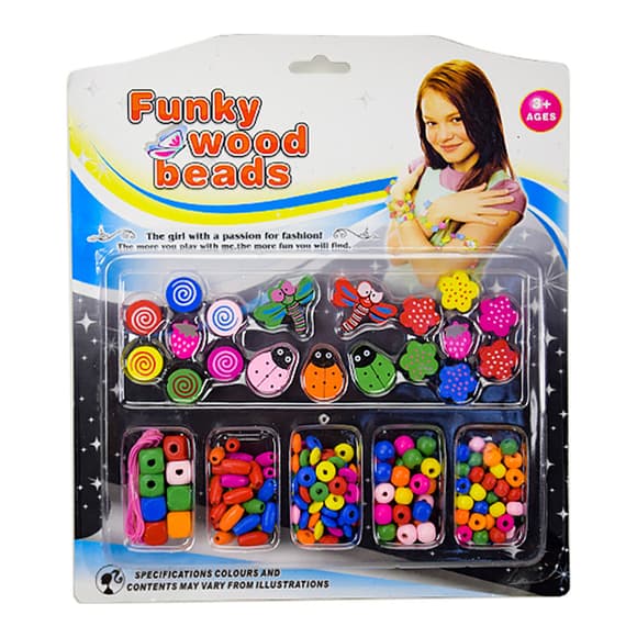 Набор бисера TX1134A, деревяные бусины, резинка