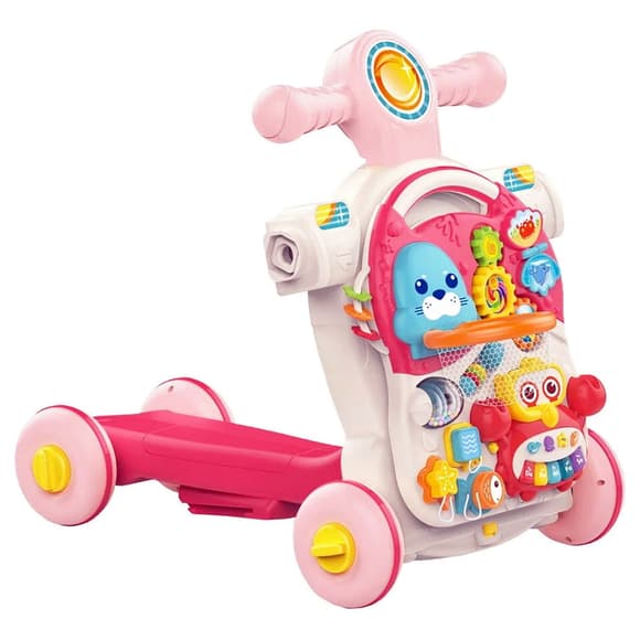 Детские ходунки-каталка "Первые шаги 4 в 1" HUANGER HE0827(Pink) музыкальные