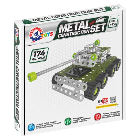 Металевий конструктор Танк ТехноК 4951TXK, 174 деталі