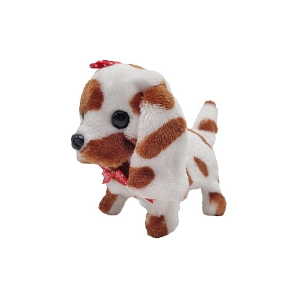 Собачка короткошерста кольорова довговуха з бантиком ходить і гавкає 15 см PRR74