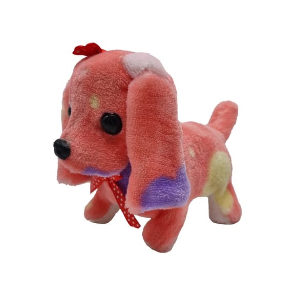 Собачка короткошерста кольорова довговуха з бантиком ходить і гавкає 15 см PRR74