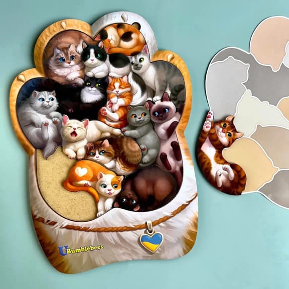 Дерев'яний пазл-вкладиш "Котики-муркотики" Ubumblebees (ПСФ133) PSF133     