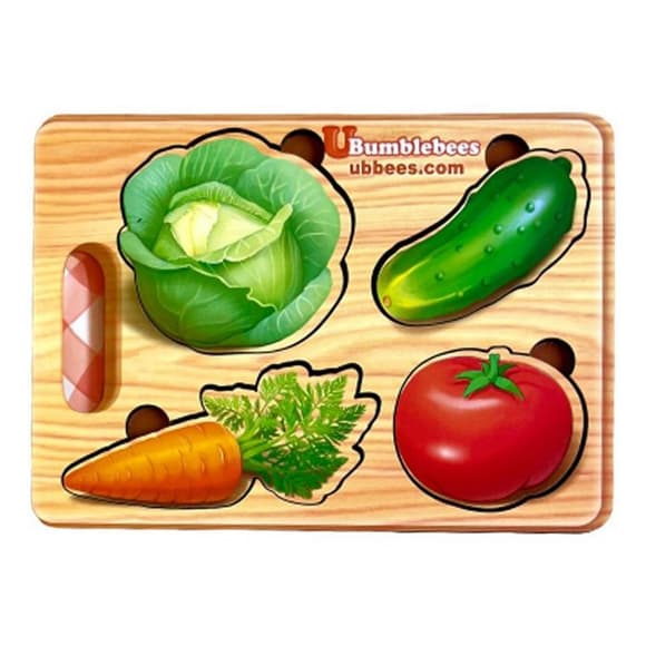 Дерев'яний пазл-вкладиш "Овочі" Ubumblebees (ПСФ122) PSF122 фон із підказкою