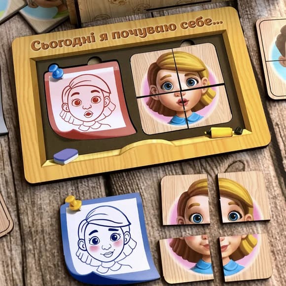 Дерев'яний пазл-сортер "Емоції" Ubumblebees (ПСФ101) PSF101, 36 деталей