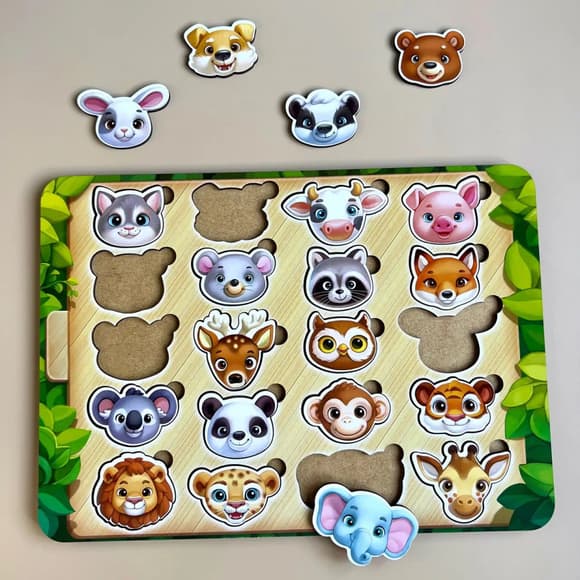 Дерев'яний пазл-сортер "Мордочки" Ubumblebees (ПСФ084) PSF084 мордочки тварин