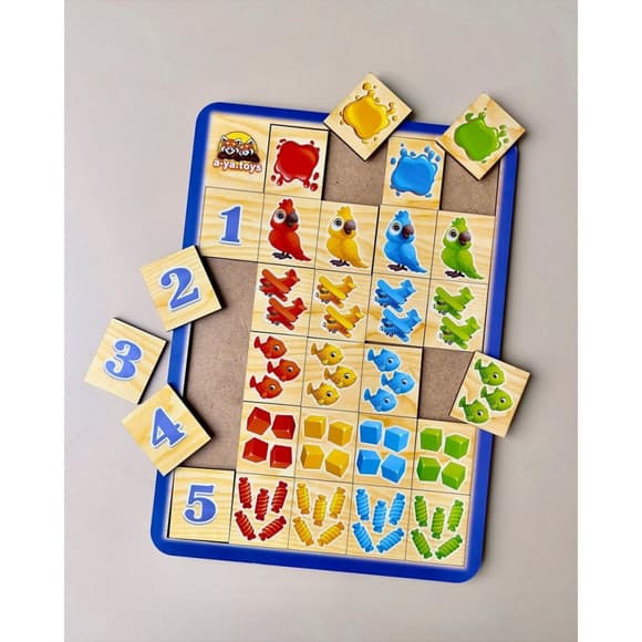 Дерев'яний пазл-сортер "Порівняй та підбери" Ubumblebees (ПСФ108) PSF108 колір та рахунок 