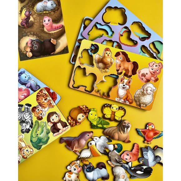 Настільна розвиваюча гра "Лото: у світі тварин" Ubumblebees (ПСФ046) PSF046, 48 фігурних фішок