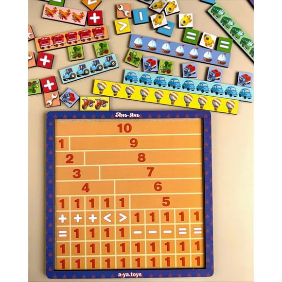 Дерев'яний пазл-сортер "Математичні сходи: Транспорт" Ubumblebees (ПСФ078) PSF078