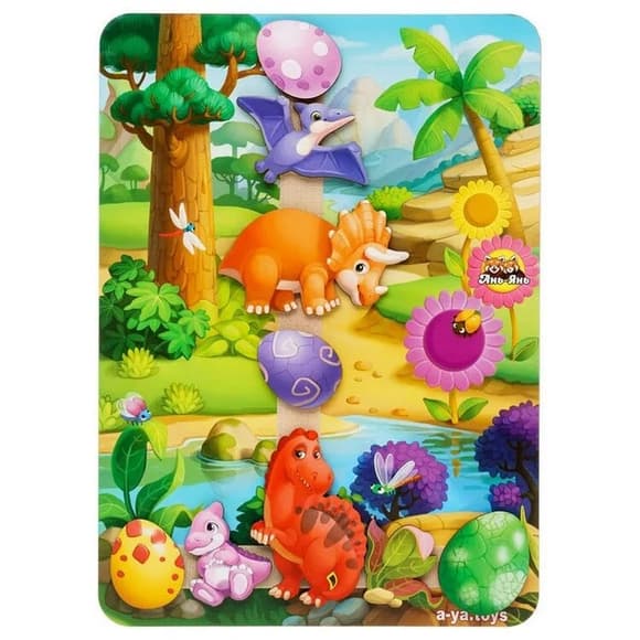 Дерев'яна настільна гра "Долина динозаврів" Ubumblebees (ПСФ038) PSF038 на липучках