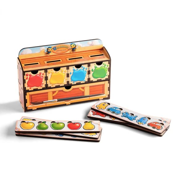 Деревянная настольная игра "Цвета" Ubumblebees (ПСД071) PSD071 сортер-комодик