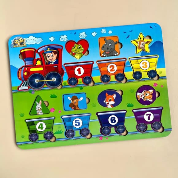 Дерев'яний пазл-вкладиш "Геометричні фігури" Ubumblebees (ПСД048) PSD048 сортер-паровоз 