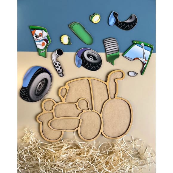 Дерев'яний пазл-вкладиш "Тракто р" Ubumblebees (ПСД119) PSD119 пазл-контур