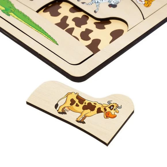 Дерев'яний пазл-вкладиш "Де? Чий візерунок?" Ubumblebees  (ПСД074) PSD074 сортер