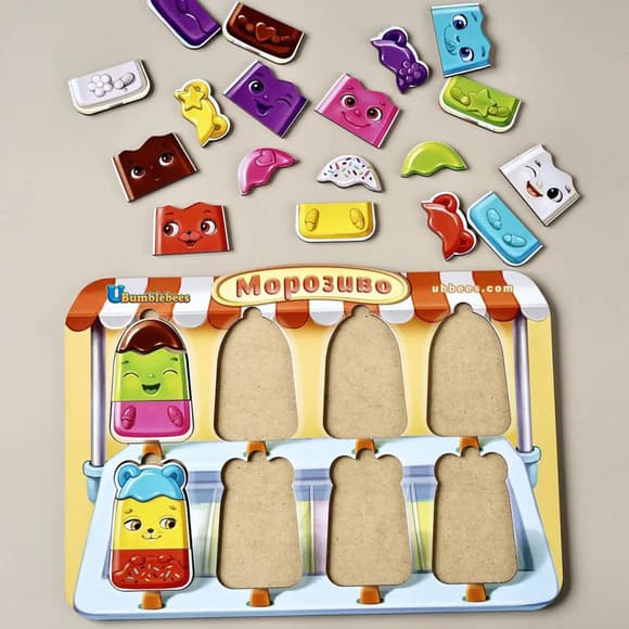 Дерев'яний пазл-вкладиш "Морозиво" Ubumblebees (ПС Д076) PSD076 сортер