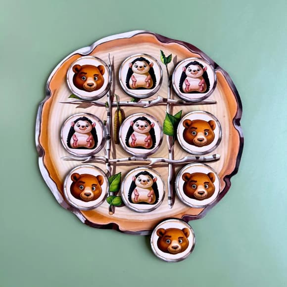 Дерев'яна настільна гра "Хрестики-нулики" Ubumblebees (ПСД159) PSD159 їжачок та ведмідь