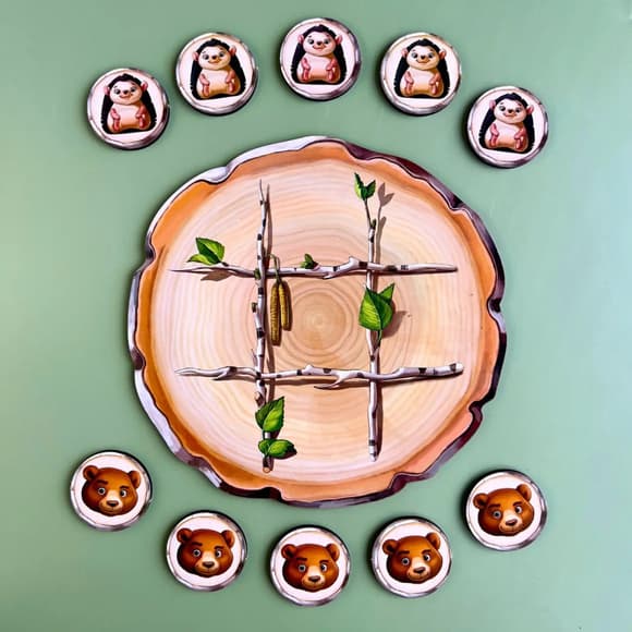 Дерев'яна настільна гра "Хрестики-нулики" Ubumblebees (ПСД159) PSD159 їжачок та ведмідь