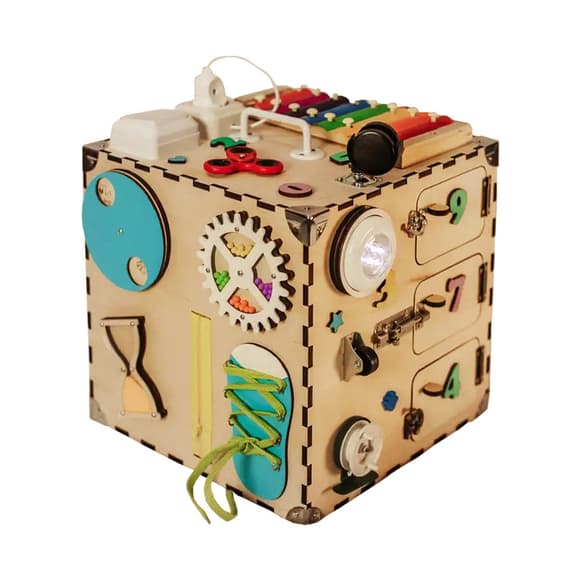 Розвиваюча іграшка Бізікуб Temple Group TG200126 30х30х30см Натуральний