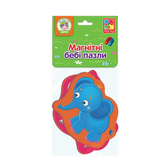 Магнитные беби пазлы "Зебра и слоненок" Vladi toys VT3208-12