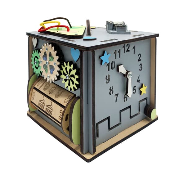 Розвиваюча іграшка Бізикуб Temple Group TG158746 15х15х15 см Сірий