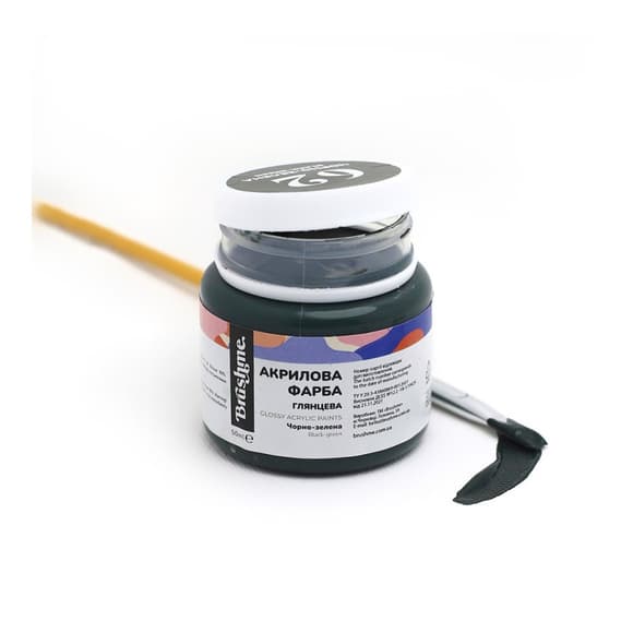 Акрилова фарба глянцева Чорно-зелена Brushme AP5062 50 мл