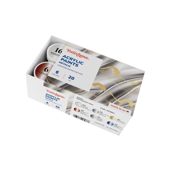 Акрилова фарба металік Набір 3001 Brushme AP3001 6 кольорів