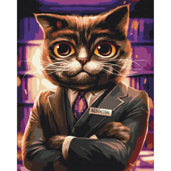 Картина за номерами "Котик адвокат" ©Маріанна Пащук BS53665  Brushme 40х50 см