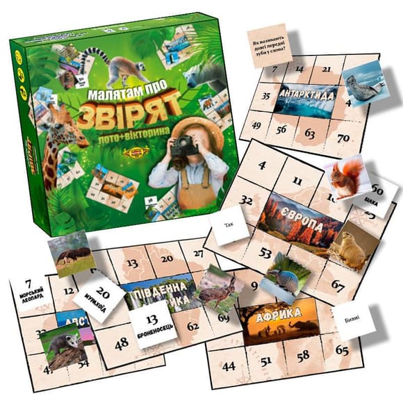 Настол ьная игра "Малышам о зверьках" MKB0151 Лото+викторина