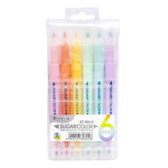 Набор текстовыделителей двухсторонних 6 цветов ST892-6